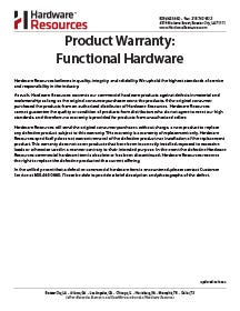 Product Warranty: Functional Hardware