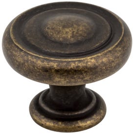 1-1/4" Diameter Distressed Antique Brass Bremen 1 Cabinet Knob