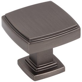 1-1/4" Overall Length Brushed Pewter Square Renzo Cabinet Knob