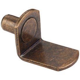 Antique Brass 1/4" Pin Angled Shelf Support with 3/4" Arm - Priced and Sold by the Thousand. Order 1 for 1,000 Pieces