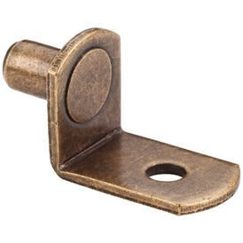 Antique Brass 1/4" Pin Angled Shelf Support with 3/4" Arm and 1/8" Hole - Priced and Sold by the Thousand. Order 1 for 1,000 Pieces