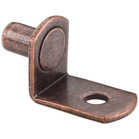 Antique Copper 1/4" Pin Angled Shelf Support with 3/4" Arm and 1/8" Hole - Priced and Sold by the Thousand. Order 1 for 1,000 Pieces