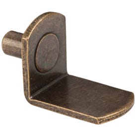Antique Brass 5 mm Pin Angled Shelf Support with 3/4" Arm - Priced and Sold by the Thousand. Order 1 for 1,000 Pieces