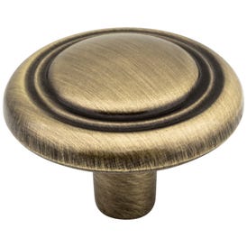 1-1/4" Diameter Brushed Antique Brass Kingsport Cabinet Mushroom Knob