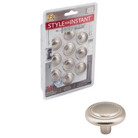 1-1/4" Diameter Satin Nickel Button Vienna Retail Packaged Cabinet Mushroom Knob