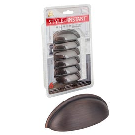 3" Center-to-Center Brushed Oil Rubbed Bronze Florence Retail Packaged Cabinet Cup Pull