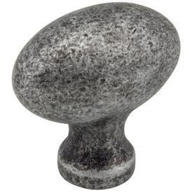 1-9/16" Overall Length Distressed Antique Silver Football Lyon Cabinet Knob