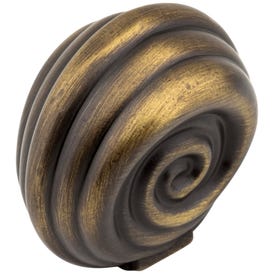 1-3/8" Overall Length Antique Brushed Satin Brass Lille Cabinet Knob