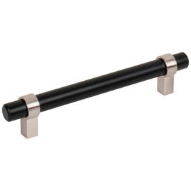 128 mm Center-to-Center Matte Black with Satin Nickel Key Grande Cabinet Bar Pull