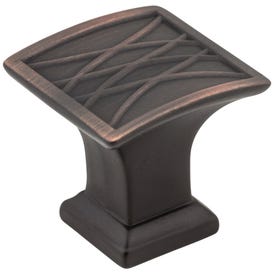 1-1/4" Overall Length Brushed Oil Rubbed Bronze Square Geometric Pattern Aberdeen Cabinet Knob
