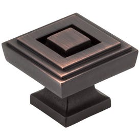 1-1/4" Overall Length Brushed Oil Rubbed Bronze Square Delmar Cabinet Knob