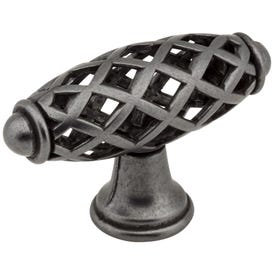 2-5/16" Overall Length Gun Metal Birdcage Tuscany Cabinet "T" Knob