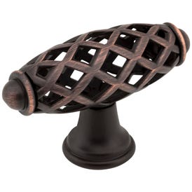2-5/16" Overall Length Brushed Oil Rubbed Bronze Birdcage Tuscany Cabinet "T" Knob