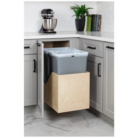 Wood Bottom-Mount Soft-close Trashcan Rollout for Hinged Doors