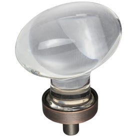 1-5/8" Overall Length Brushed Oil Rubbed Bronze Football Glass Harlow Cabinet Knob
