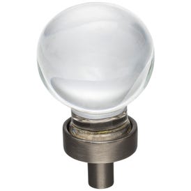 1-1/16" Diameter Brushed Pewter Sphere Glass Harlow Cabinet Knob
