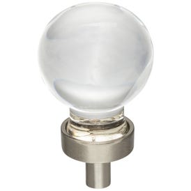 1-1/16" Diameter Satin Nickel Sphere Glass Harlow Cabinet Knob
