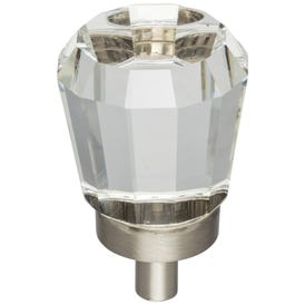 1" Overall Length Satin Nickel Faceted Glass Harlow Cabinet Knob