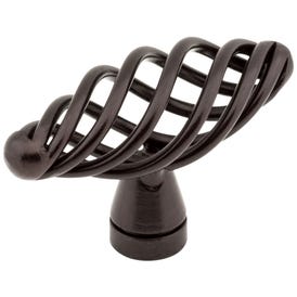 2" Overall Length Gun Metal Twisted Zurich Cabinet "T" Knob