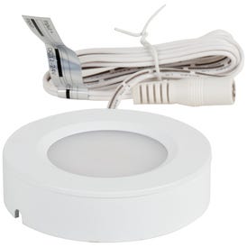 180 Lumens/Fixture 12-volt Puck Light, Single-White, White Finish, Cool White 4000K, Direct-Wire or Barrel Connection