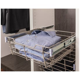 Satin Nickel Closet Pullout Basket with Slides 16"D x 23"W x 11"H
