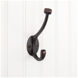 5-1/2" Brushed Oil Rubbed Bronze Pilltop Double Prong Wall Mounted Hook